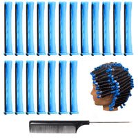 Arcjunys Perm Rods Kit 0.35 Inch for Short Hair - 24Pcs Hair Curlers With Steel Tail Comb for Hairdressing Styling Supplies