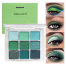 KKwoter Green Eyeshadow Glitter Green Eyeshadow Glitter Forest Emerald Green Christmas Makeup Palette - 9 Shades of Waterproof, Long-Lasting, Pressed Pigmented Eyeshadows