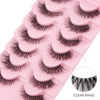 Glowing Win False Eyelashes with Glue 7 Pairs Lashes Fluffy Natural Cat Eye