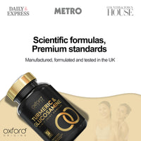 Oxford Origins 7-in-1 Turmeric and Black Pepper Capsules w/Glucosamine and Chondroitin High Strength | Made in the UK | High Absorption Tumeric Supplement | Glucosamine Sulphate & Turmeric Tablets | 120 Capsules