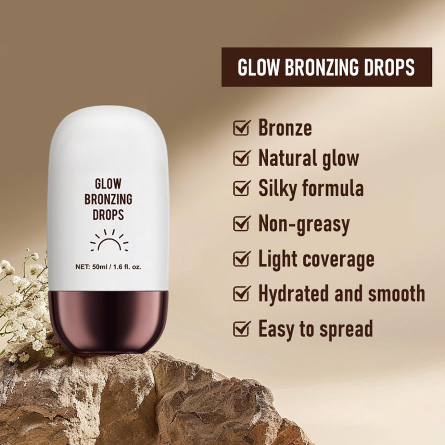Cureluxe Glowing Liquid Bronzer - Bronzing Drops - Tan Face Drops -Liquid Bronzing Drop for Body - Tan Luxe Face Tanning Drop for Contour Makeup & Natural Glow - Luxe Champagne Shimmer 01