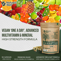 Nature's Well Vegan Multivitamins & Minerals with High Strength B12, D3 & K2, 90 Capsules – Halal & Kosher, Made in UK by Nature’s Well, Designed for Vegans & Vegetarians - Pouch