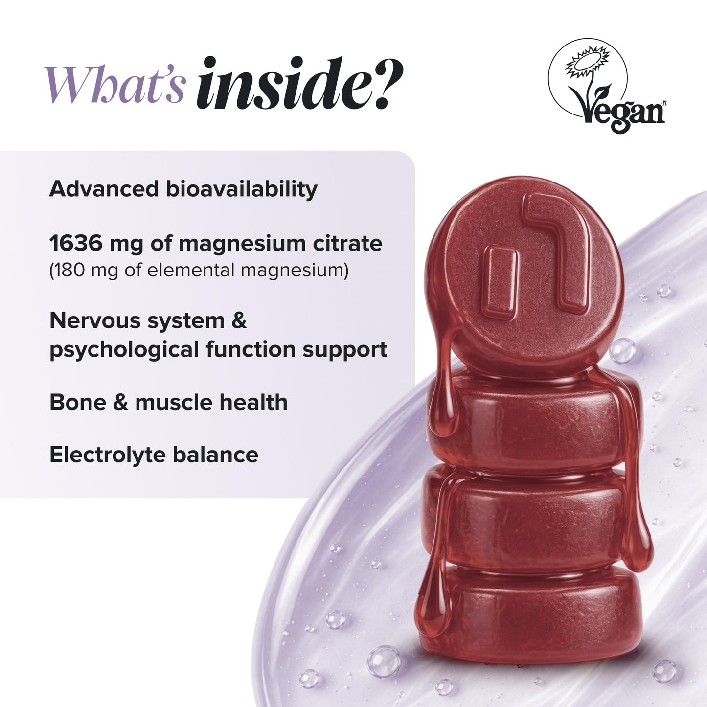 novomins Magnesium Gummies - High Strength 1636 mg of Citrate Offering 180mg of Elemental Mg - Magnesium Supplements - Alternative to Tablets, Spray & Oil - Vegan - 60 Gummies - Novomins