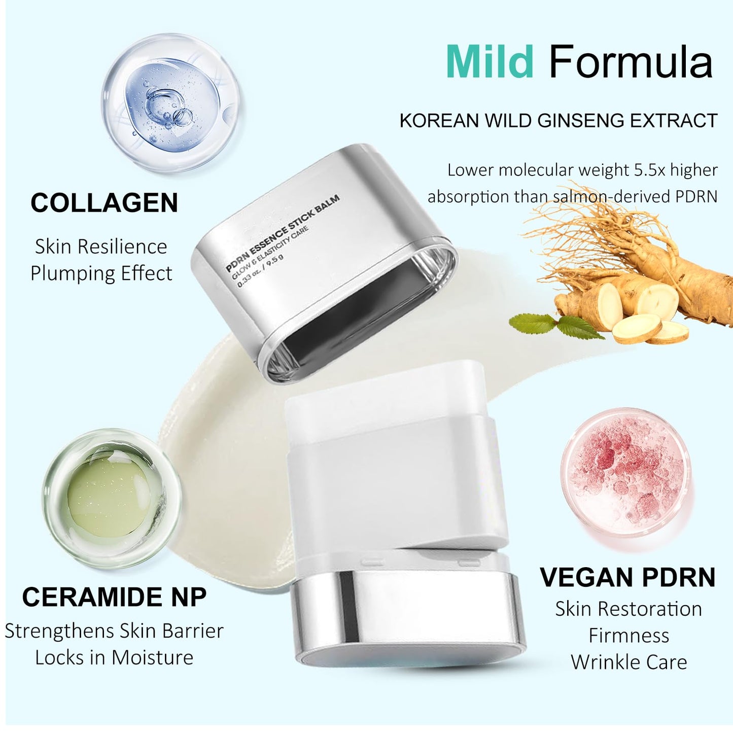 Shefave PDRN Essence Stick Balm, PDRN Collagen Anti Wrinkle Face Cream, PDRN Serum Firming Cream For Loose Skin, All-In-One Eye & Neck Treatment, Makeup Primer & Face Treatment Balm, Plumping & Hydrating (2)
