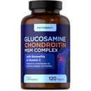 Glucosamine and Chondroitin MSM Complex | 120 Tablets | High Strength Supplement with Boswellia and Vitamin C | for Collagen Formulation | by Horbaach