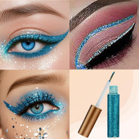 Mikloven Peacock Blue Glitter Liquid Eyeliner, Waterproof Long-Lasting Shimmer Eye Liner with Fine Brush Tip, Colorful Glitter Eye Liner Liquid for Precise and Vibrant Eye Makeup