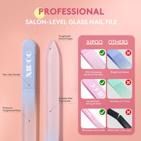 XIPOO Nail File Glass Nail File 3 Pack Premium Glass Nail File with Case Crystal Nail File Professional Salon Manicure Tool for Natural Nails Stocking Fillers for Women and Girls