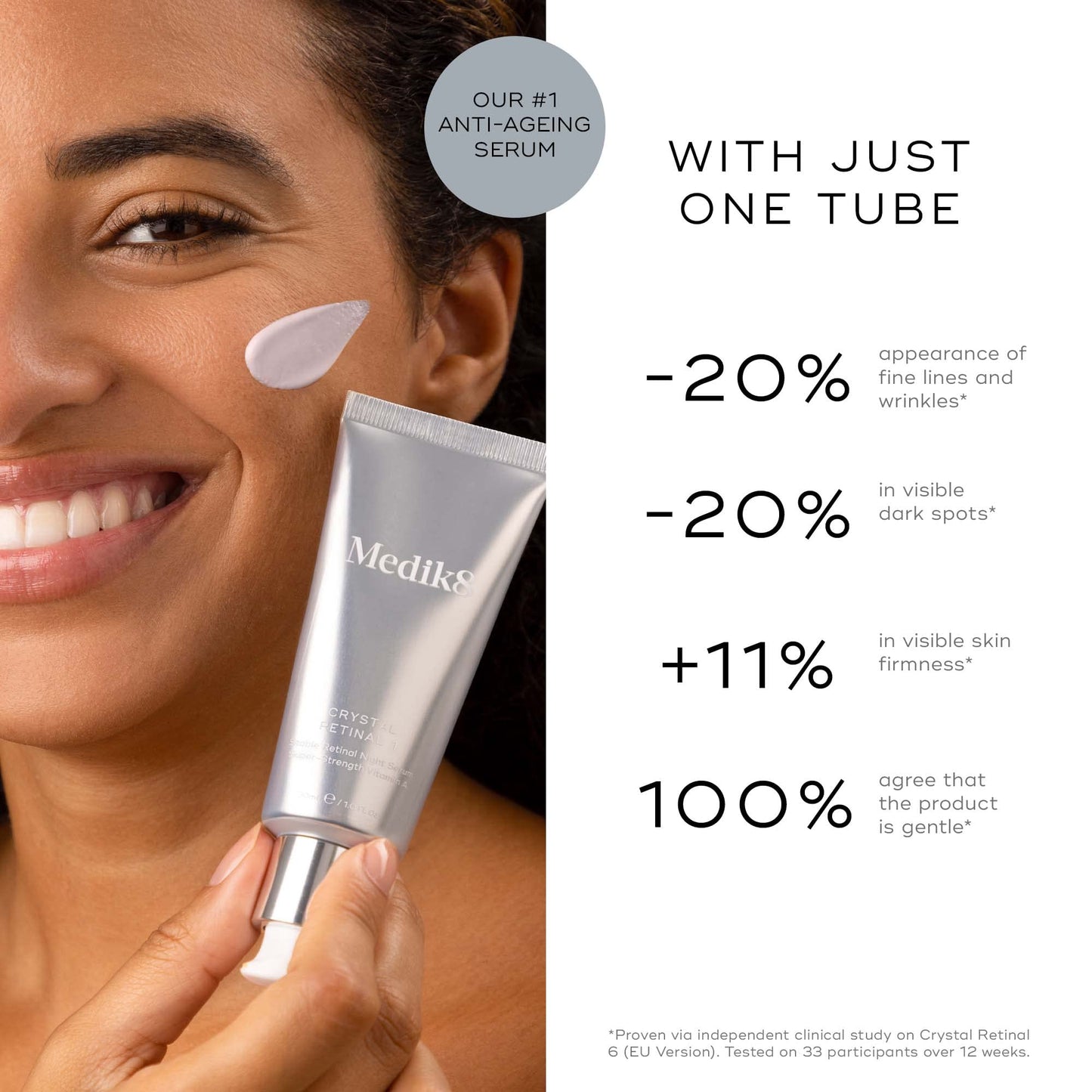 Medik8 Crystal Retinal 3 - Age-Defying Encapsulated Retinal Face Serum - Smoothing, Firming, Brightening & Decongesting - Improves Wrinkles & Hyperpigmentation - All Skin Types