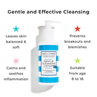 Spots & Stripes - Teen Skincare Duo for Boys, Effective and Natural Essentials for Teen and Young Skin, with Virgin Coconut, Cucumber and Aloe Vera, Super Gentle, Combats Blemishes (150ml and125ml)