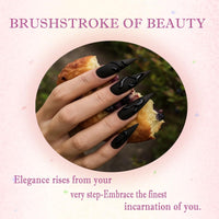 Generic 24PCS Black Almond Press-on Nails, Long Stiletto Shape with 3D Snake Design, Glossy Full Cover Fake Nails for Women, Easy Stick-On French Tip False for Quick Application