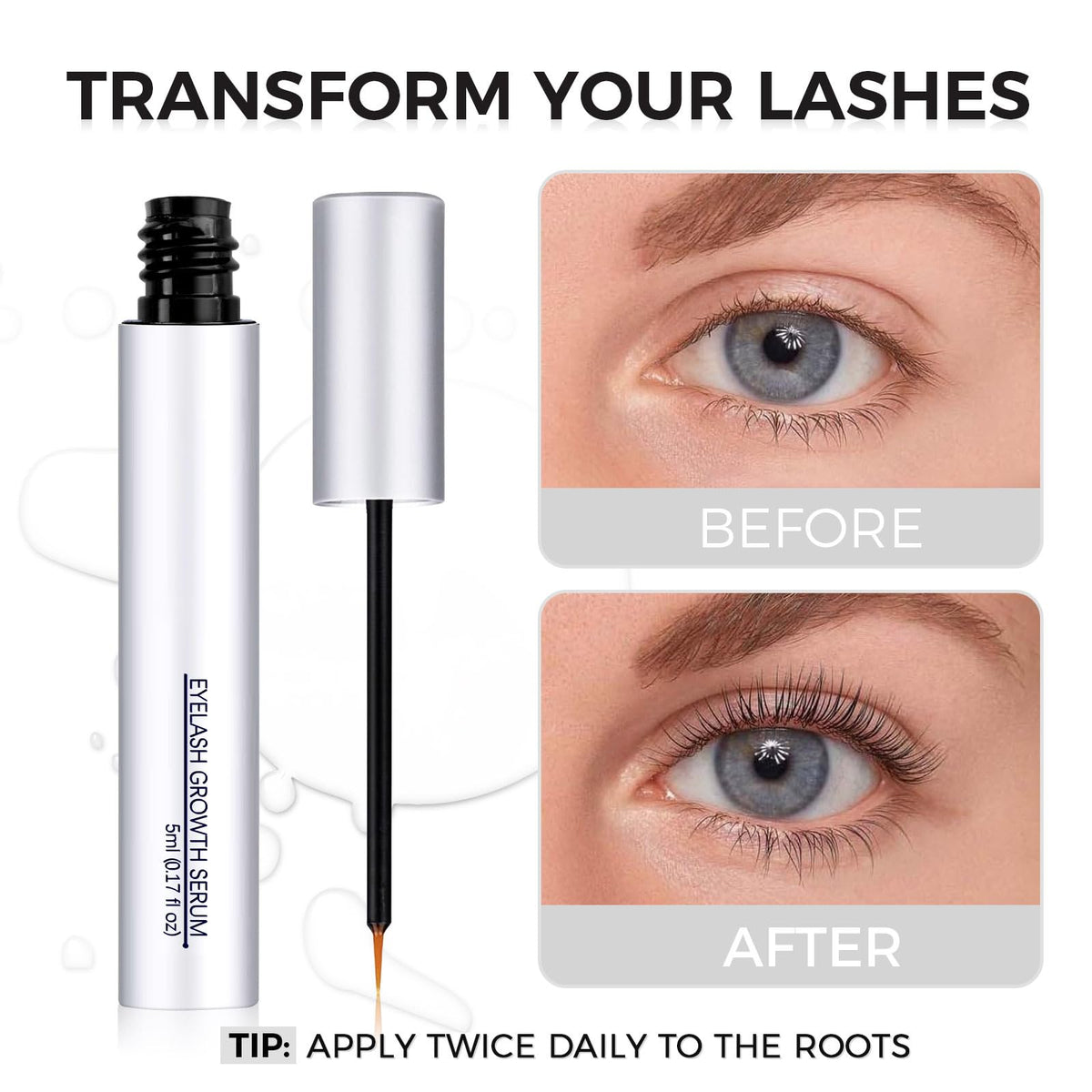 Shengqialun Eyelash Growth Serum - Lash Serum For Boosting Growth & Thickness - Natural Formula With Polygonum Multiflorum For Strong Growth - Lash Enhancer For Fuller Lashes