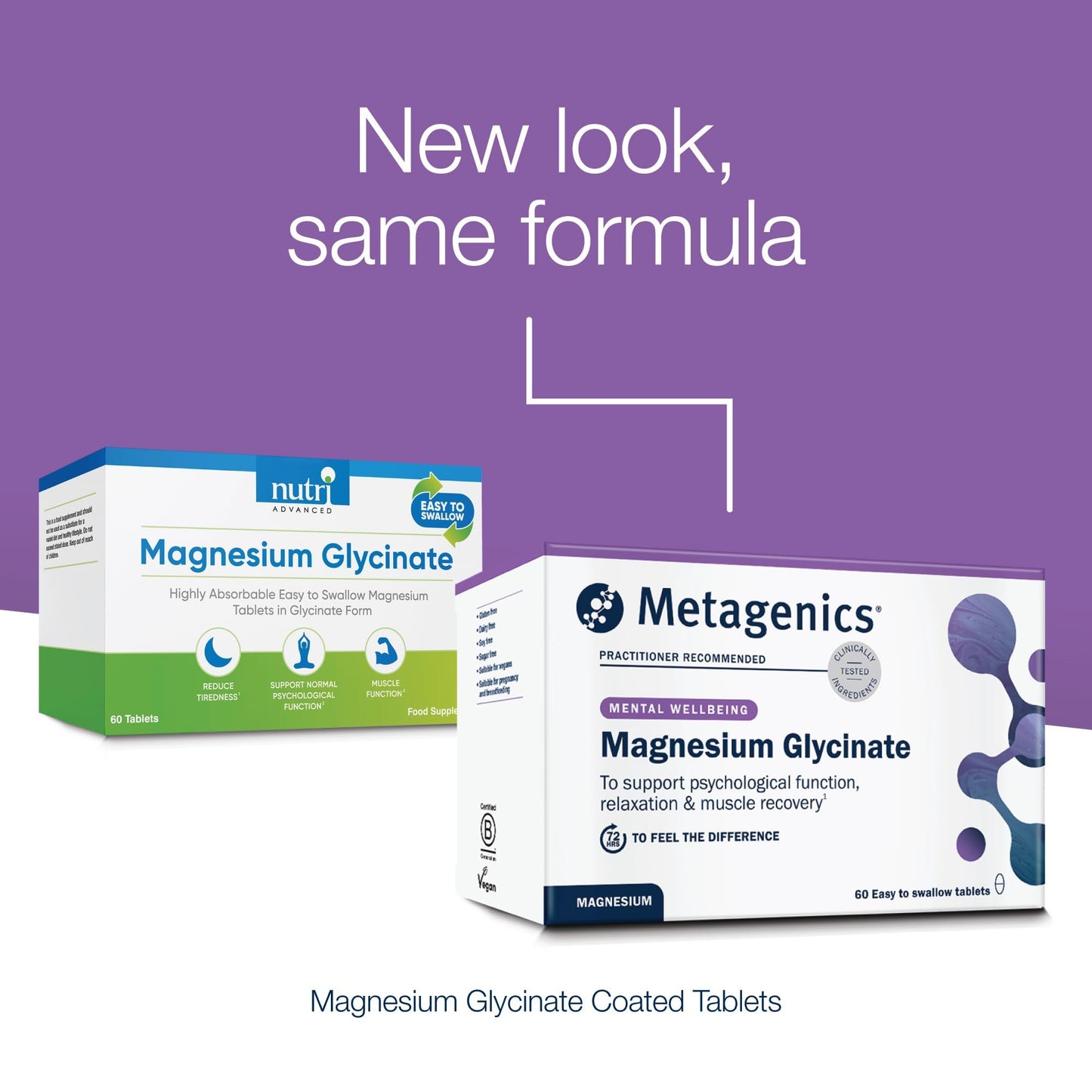 Metagenics Magnesium Glycinate - for Muscle Function & Energy - Easy to Swallow, Optimal Absorption & Digestion - 60 Coated Tablets