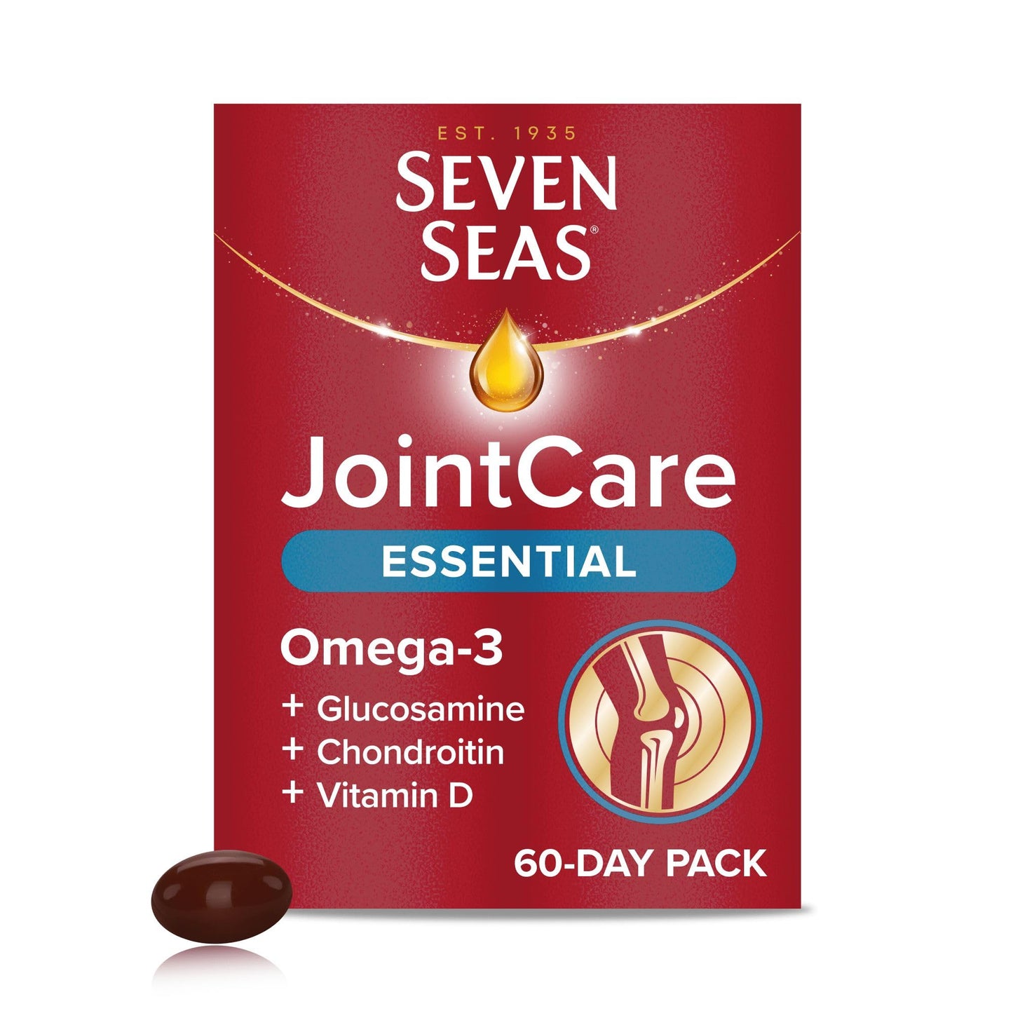 SEVEN SEAS Seven Seas JointCare Essential, with Omega-3, Glucosamine, Chondroitin, Vitamins C and D, Manganese and Zinc, Food Supplements, 60-Day Pack