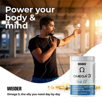 Weider Omega 3 (90 Softgels) with Fatty Acids EPA and DHA, Vitamin E, Support the Normal Functioning of the Heart, Brain and Vision