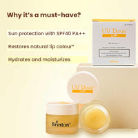 Brinton UV Doux Lip Balm SPF40 | Hydrates and Protects Lips with Almond Oil, Olive Oil and Vitamin E