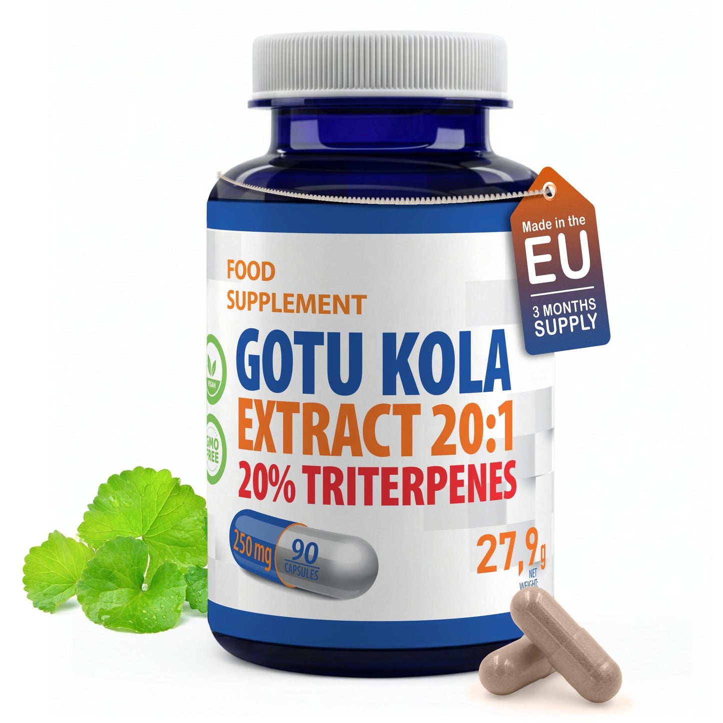 Hepatica Gotu Kola (Centella Asiatica) 5,000mg Equivalent | 250mg 20:1 Extract Standardised to 20% Triterpenes | 90 Vegan Capsules | 3-Month Supply | 3rd Party Lab Tested