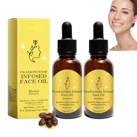 Frankincense Resin Oil For Face,Organic Castor & Jojoba Oils，Frankincense Resin Infused Oil for Anti-Aging Miracle Facial Moisturizer, Cold Pressed Serum Natural Skincare Hydrates (2PC, 30ml)