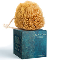 Naroa NAROA Natural Exfoliating Loofah Sea Sponges for Bath & Shower | Scrunchie Body Puff Scrubber | Sustainable Eco Gift for Adults (Medium)