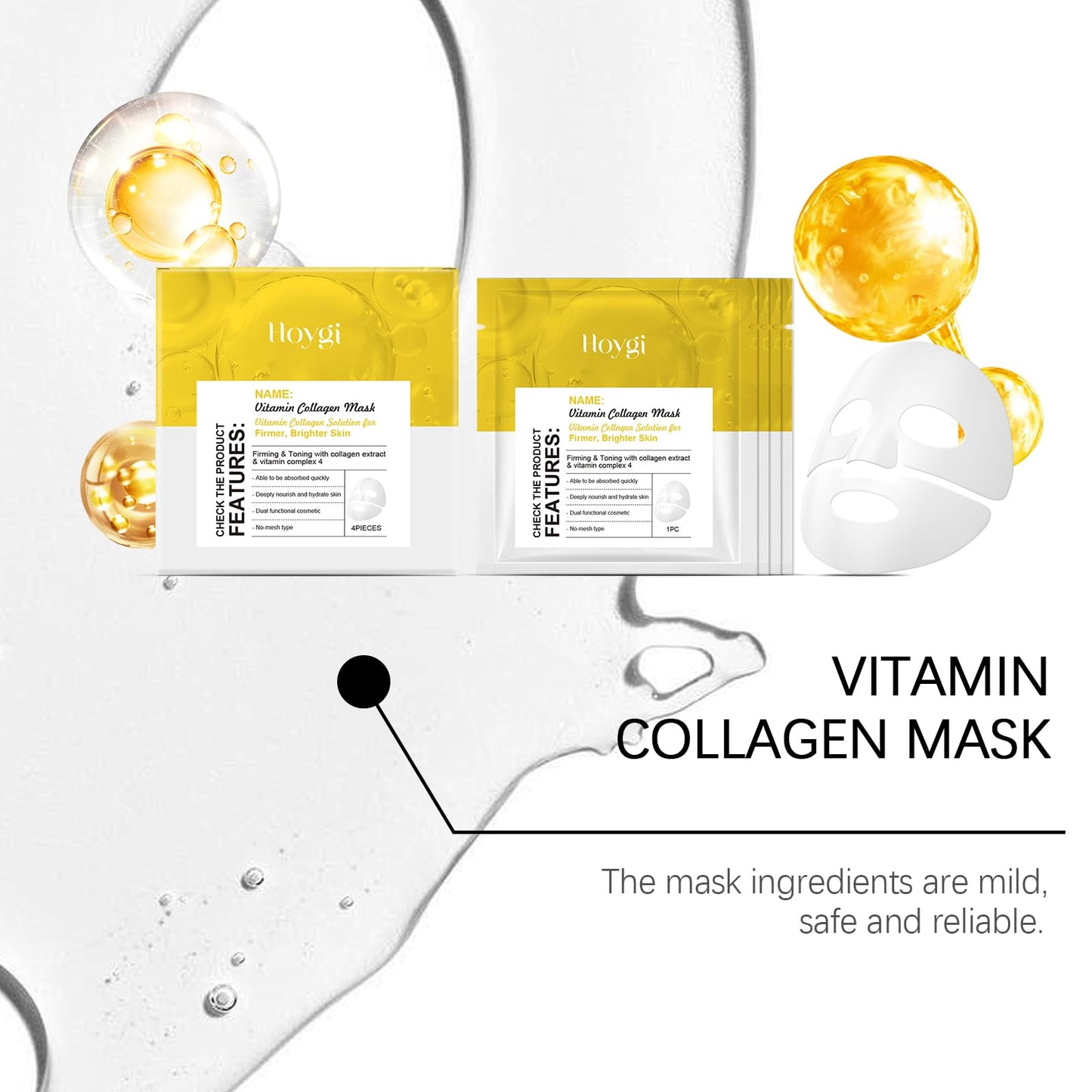 Soneat Bio Collagen Face Mask,Anti Wrinkle Mask,Firm Skin Deep Hydrating Mask,Bio Collagen Face Mask Overnight,Hydrating Hydrogel Mask,Small Molecule Penetration, Elasticity Improvement (Whtie1)