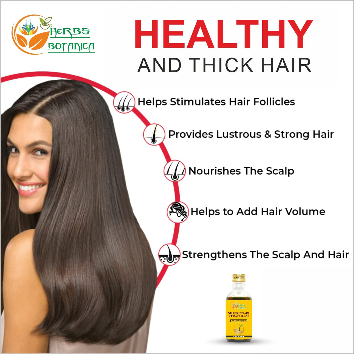 Herbs Botanica Nilibringadi Keratailam Neelibhringadi Hair Oil For Scalp, Hair Loss,Ayurvedic Oil For Hair Premature Graying 200Ml Bottle
