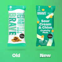 BRAVE Crunchy Peas: Sour Cream and Chive - Delicious Healthy Snacks - Vegan - High in Plant Protein & Fibre - Low Calorie - Plant-Based - No Sugar - Box of 12 Packs (35g Each)