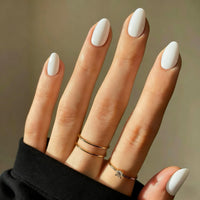SXVME White Press On Nails Short Oval, Glossy Short False Nails Almond, Salon Quality Manicure, Reusable Soft Gel Fake Nails for Women Everyday Wear, 24 Pcs