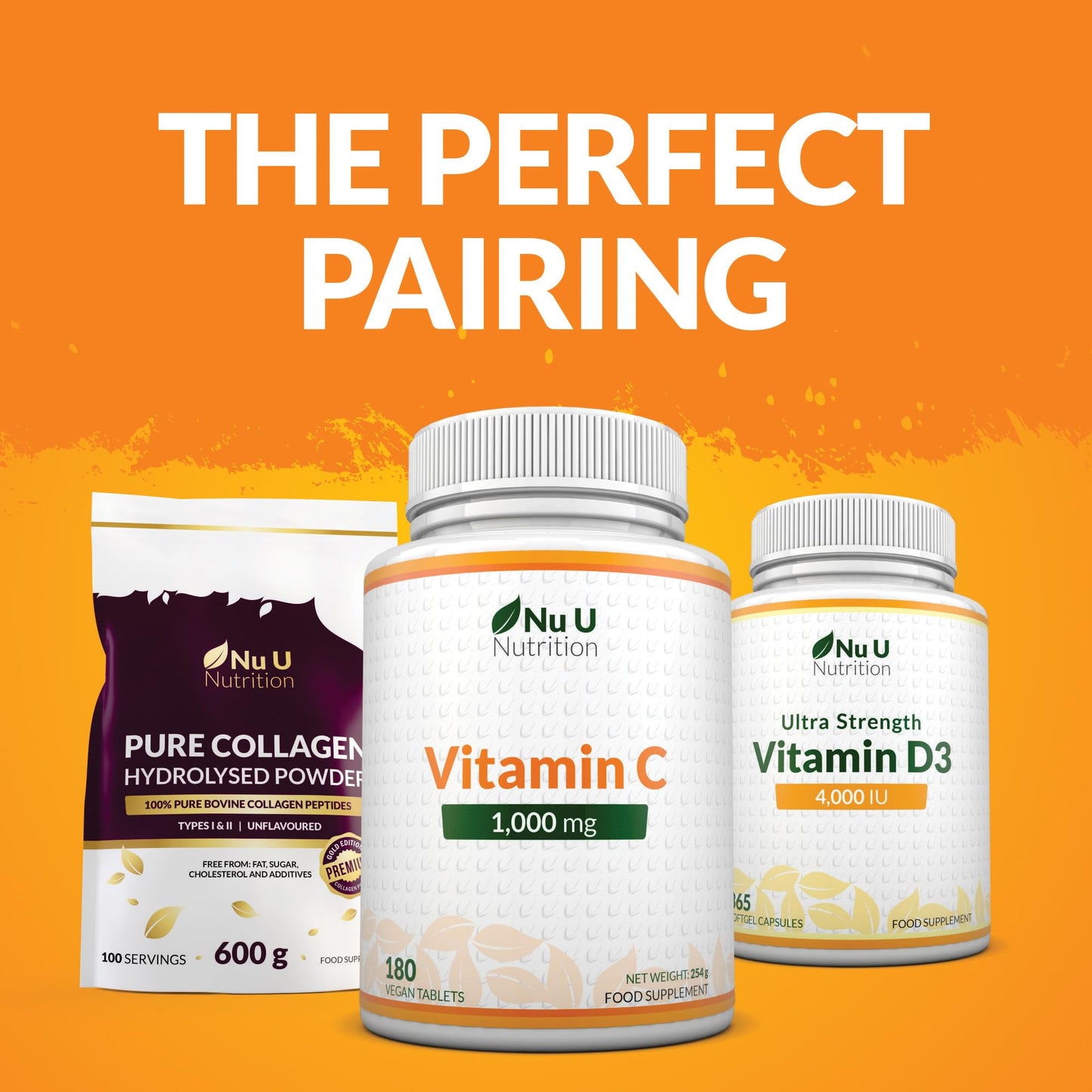 Nu U Nutrition - Vitamin C 1000mg - 180 Vegan Tablets - 6 Month Supply - High Strength Ascorbic Acid - Made in the UK