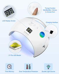 UV LED Nail Lamp, SUNUV 48W Gel Nail Polish Dryer with 30/60/99S Timer Sensor Removable Bottom Tray for Home and Salon
