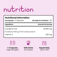 VitaBright Cranberry Tablets for Urinary Infections 55,000mg | Strongest Cranberry Supplements for Women - Bladder, Cystitis Treatment Women, UTI Treatment for Women | Cranberries Extract Capsules Vitabright