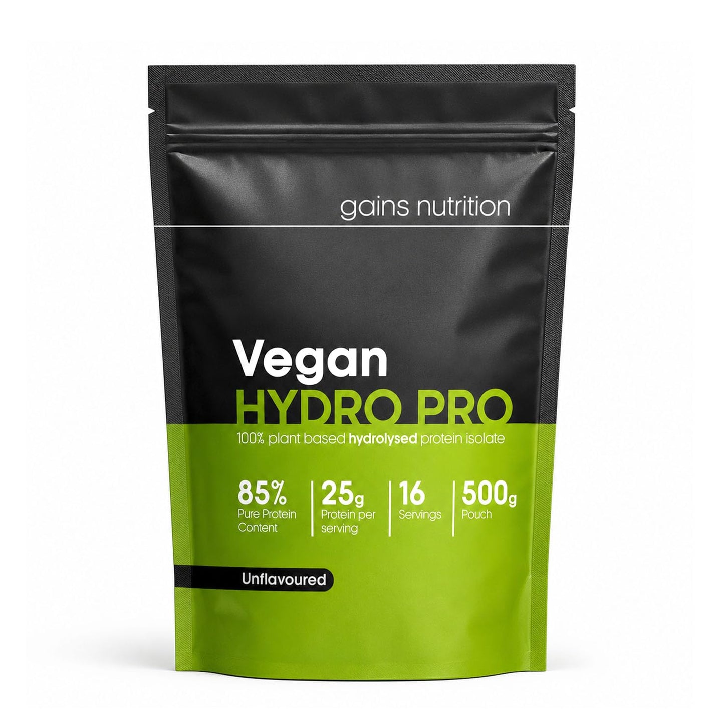 Gains Nutrition GN Vegan Hydro Pro Hydrolysed Protein Powder | 500g Unflavoured Pea - Hydrolysed Plant Based Protein-Powder | 25g per Serving | Pea-Protein Isolate | Non-GMO & Unsweetened