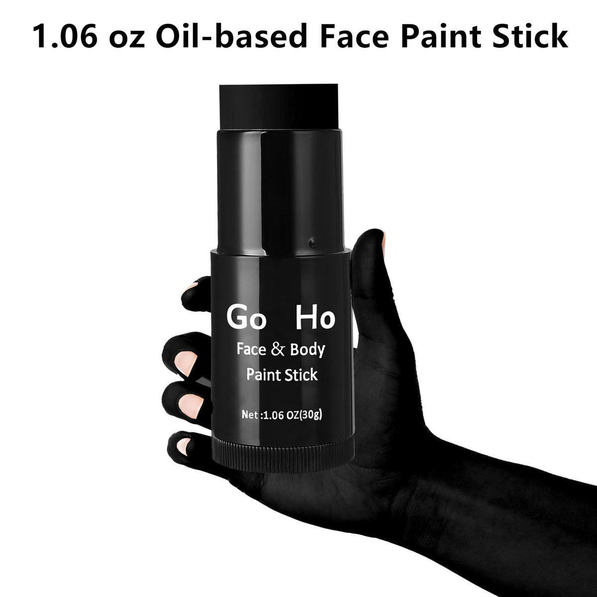 Go Ho Cream-Blendable Black Face Paint Stick (1.06 Oz),Black Full Body Paint Makeup Stick for Adults Children Halloween Cosplay Joker Clown SFX Makeup,Waterproof