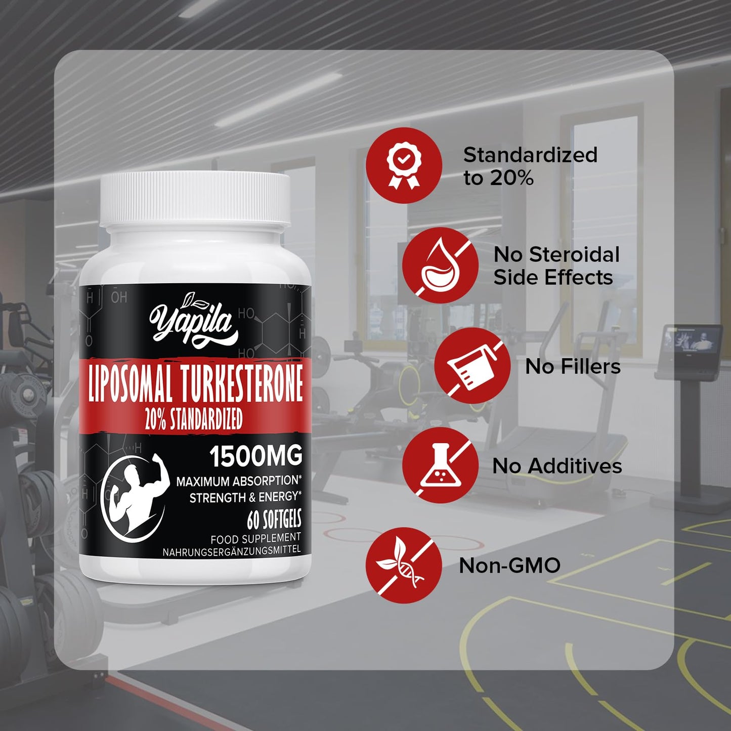 Liposomal Turkesterone Supplement - 1500mg Ajuga Turkestanica Extract, Standardized to 20% Turkesterone, Max Absorption, High Strength for Bodybuilding, No Additives, Non-GMO