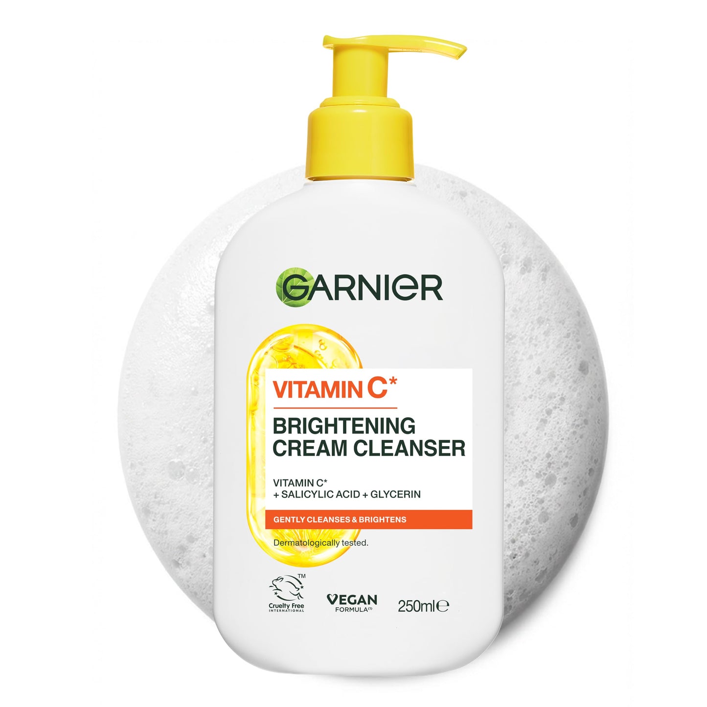 Garnier Vitamin C* Brightening Cream Cleanser, Removes Make-up, 250ml