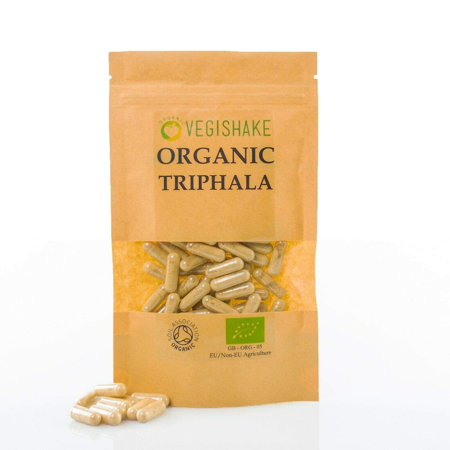 vegishake Organic Triphala HPMC Capsule 800mg Detoxify Body Bowel Health Aid Digestion Antioxidants Vegan Halal Kosher (60 Capsules)