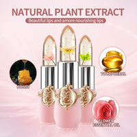 6 Packs Flower Jelly Lipstick Set Magic Temperature Color Change Lip Balm Long Lasting Moisturizer Lip Gloss Flower Jelly Lipstick Makeup Set (Set A)