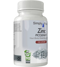 Simply Pure Zinc Picolinate Capsules 30mg x 90, with Added Copper, Gluten Free, GM Free, Vegan