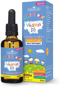 Natures Aid Vitamin D3 Drops, Bone Health, Immune Health, Infants and Children, Sugar Free, 50 ml (Pack of 6)