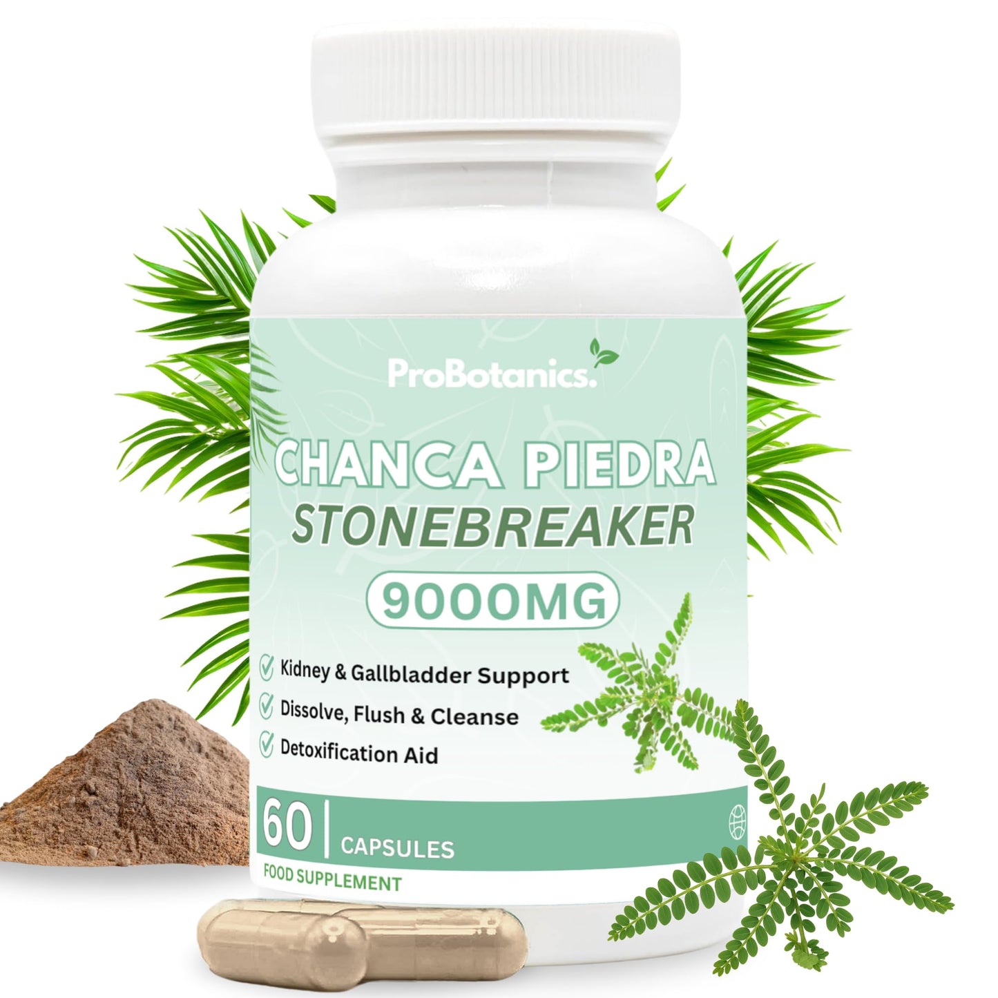 ProBotanics Chanca Piedra Stone Breaker Capsules | Kidney, Liver & Gallbladder Support – Dissolve, Flush & Cleanse | 900mg Per Serving (10:1 Extract Equiv. to 9000mg) Kidney Cleanse Supplement - 60 Capsules