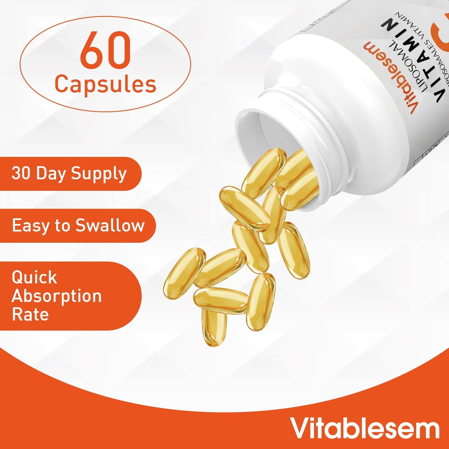 Vitablesem Liposomal Vitamin C Capsules 2000MG (3 Pack) - High Strength Gluten Free & Ascorbic Acid - Immune Support Antioxidant Supplement - Non-GMO