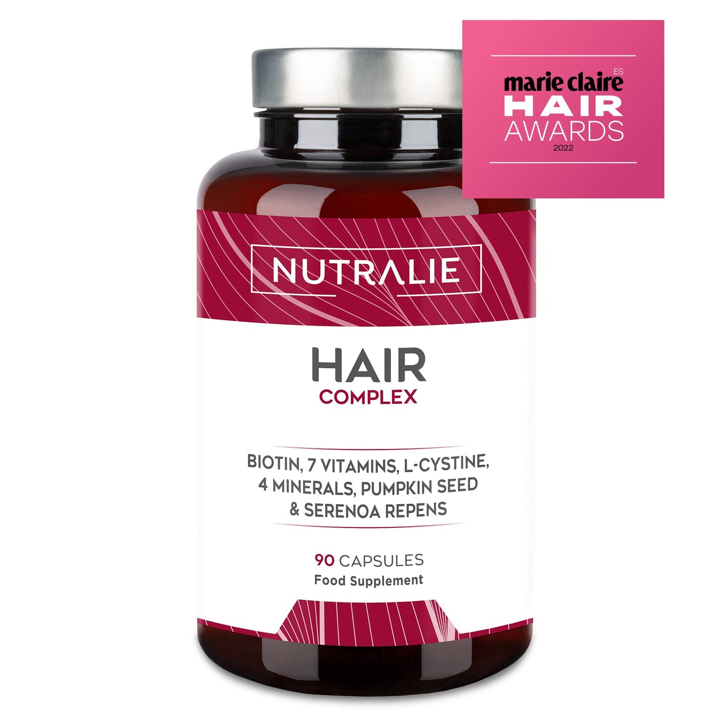 Hair Vitamins - Anti-Hair Loss + Hair Growth + Nails Vitamins - [Award 2022] - Biotin + Zinc + Selenium - Hair Skin and Nail Vitamins with L-Cysteine - Hair Supplement - 90 Vegan Capsules - Nutralie