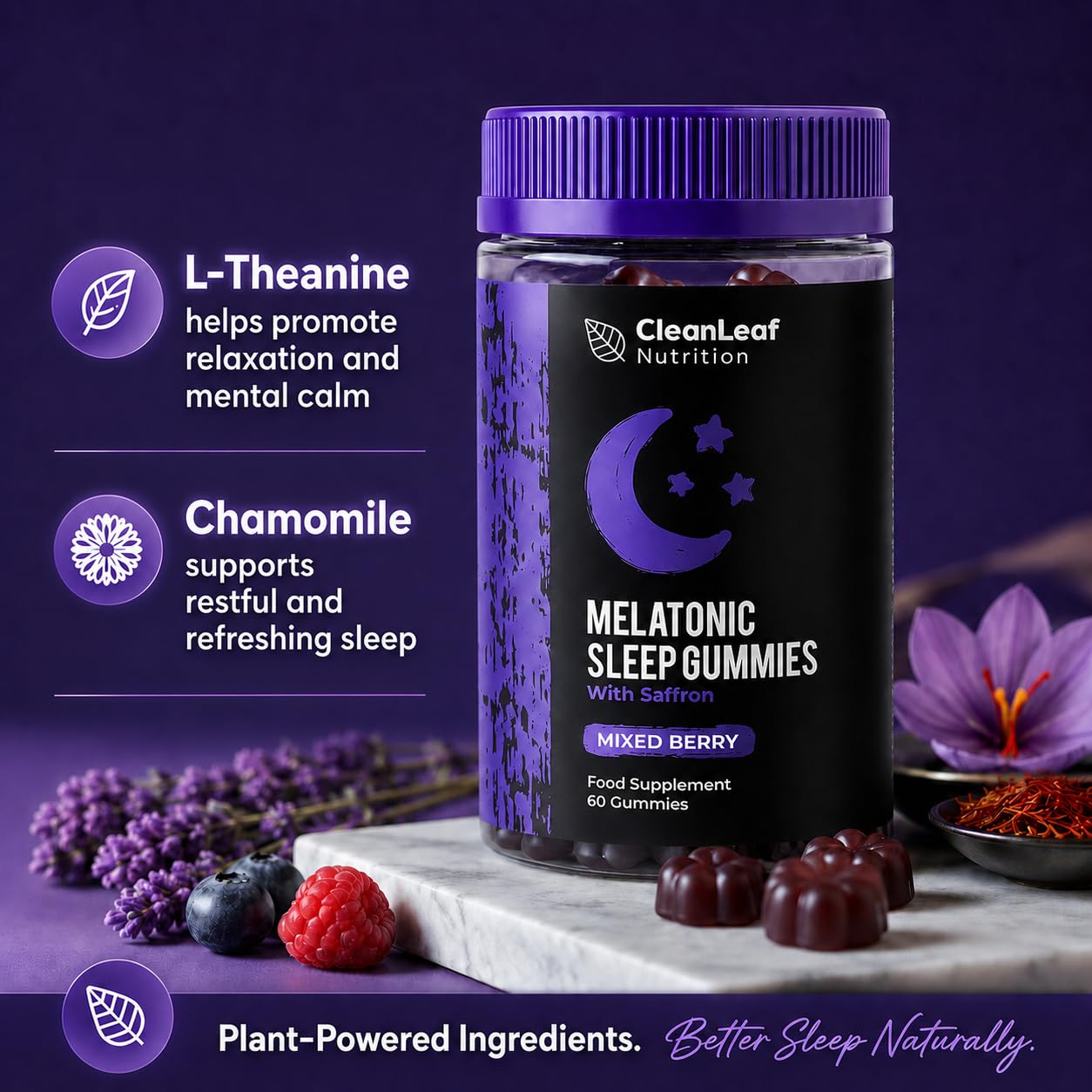 HILLTEN HEALTH Twin Pack Natural Sleep Support Gummies for Adults - Formula for Restful Nights, Sleep Gummies Promoting Natural Sleep Production, Promotes Healthy Sleep Patterns, 60 Count