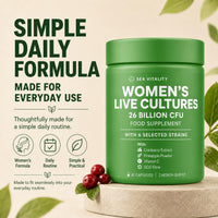 Sea Vitality Women's Live Cultures Food Supplement - 26 Billion CFU, 6 Selected Strains with Cranberry Extract, Pineapple Powder, GOS & Vitamin C - 60 Capsules, 1-a-Day Formula for Women, 60 Day Supply