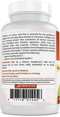 Best Naturals L-Proline 500 mg 120 Capsules (120 Count (Pack of 2))