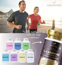 Euphoria Bliss L-Carnitine Capsules 3000mg - L-Carnitine Formula with Vitamins D & B - High Strength L-Carnitine Tartrate Supplement – 120 Vegan Tablets – Supports Energy, Metabolism, & Reduces Tiredness & Fatigue