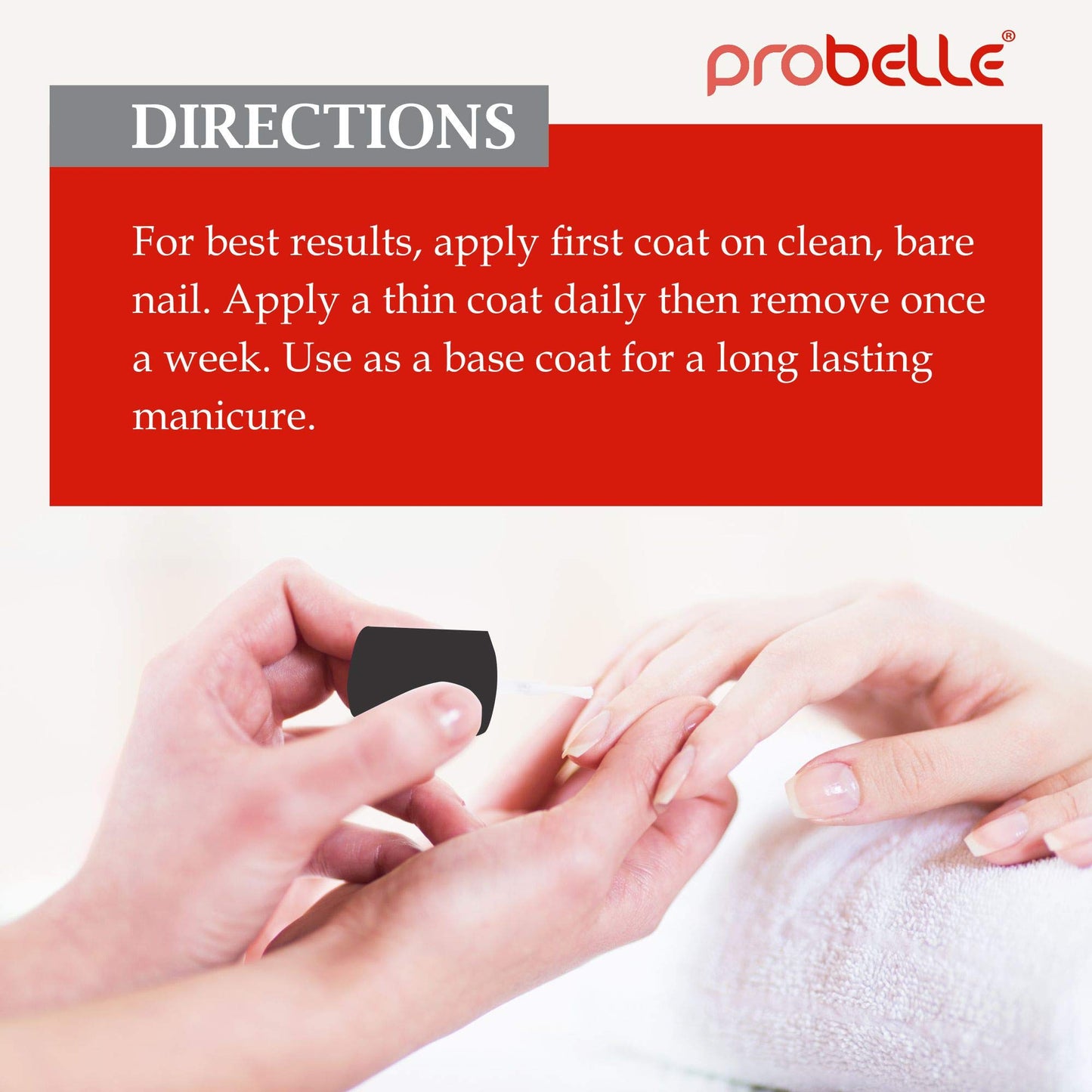 Probelle Nail Strengthener, Nail Strengthening Treatment, Nail Growth and Repair, Stops Peeling, Splits, Chips, Cracks, and Strengthens Nails (Clear)