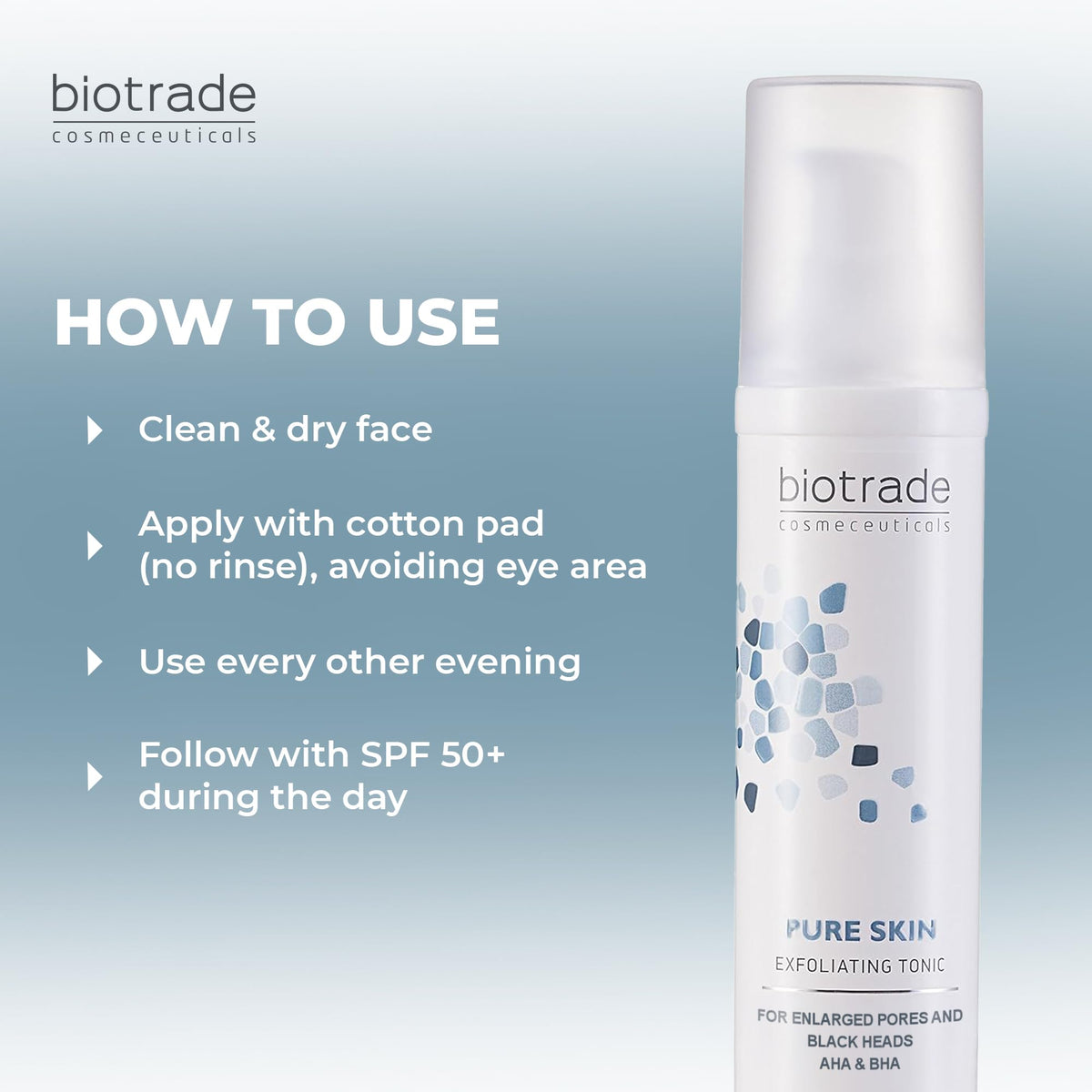 BIOTRADE Biotrade Pure Skin Exfoliating Tonic with AHA & BHA – Gentle Exfoliating Toner That Tightens Enlarged Pores, Removes Blackheads & Offering Anti-Ageing Effect – 60 ml
