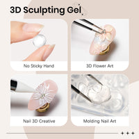 SUPWEE 3D Sculpting Gel for Nails Art, Clear Solid Hard Gel for Carving