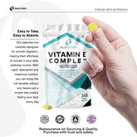 Vitamin B Complex | 365 Vegan Tablets (1 Year Supply) | Vitamin B1, B2, B3, B5, B6, B7 (Biotin), B9 (Folic Acid) & B12 | Reduction of Tiredness, Energy & Immune Support | Made in The UK | by NutriVolv
