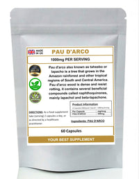 Your Best Supplement PAU D'ARCO Capsules 100% Pure (No additives No Fillers) Taheebo, Lapacho (60)