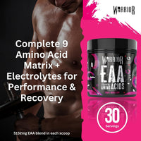 Warrior EAA 360g Essential Amino Acids Powder with BCAAs, Citrulline Malate, Taurine & Bioperine – Vegan, Zero Sugar, Muscle Recovery & Endurance Fuel - Grape Bubblegum